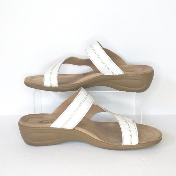 Bass White Leather Demi Thong Sandals Womens Size 9.5 Wedge - Picture 3 of 11